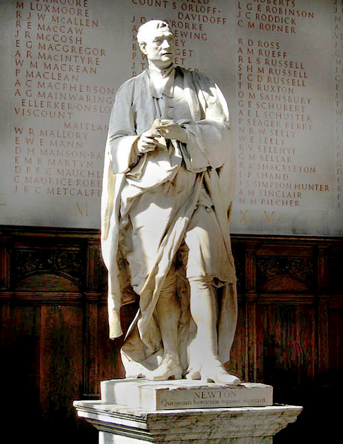 Statue of Isaac Newton by Roubiliac at the Trinity College Chapel