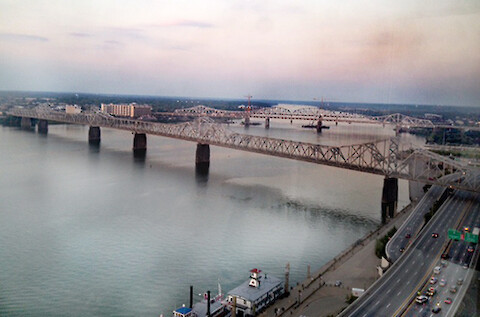 View of Ohio River from Galt House Hotel, Louisville, KY