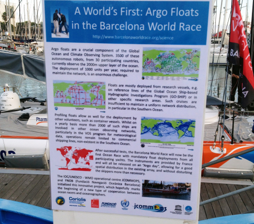 Sign describing the Argo bouy deployment aboard sailing yachts.