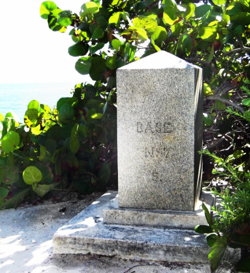 Monument on Key Biscayne that marks the south end of the baseline used in the coast survey of South Florida and the Florida Keys