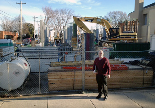 Tom Miller, Chesapeake Biological Laboratory Director in front of the construction site of the replacement Truitt Building.