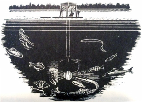 Drawing of the Bentharium in Gilbert Klingle's book 'The Bay', published in 1951.