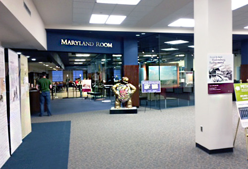 Maryland Room in Hornbake Library guarded by Testudo.