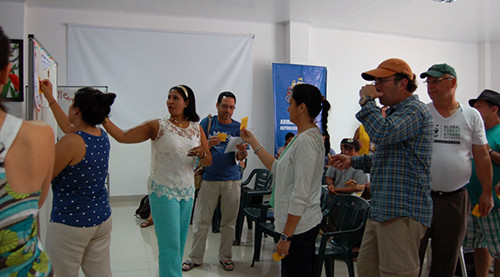 Carmen facilitated the workshop, here helping organize the threats to the Bita River.