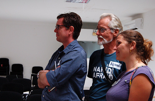 Simon Costanzo, Alejandro Siblesz, and Catherine Blancard watching the presentations.