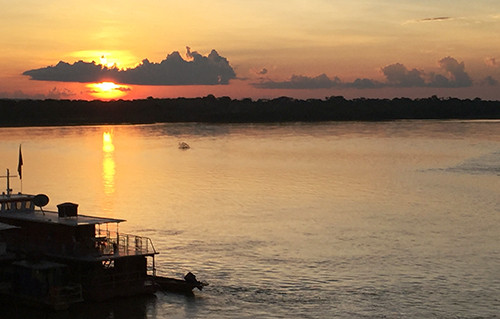 Sunset over the Guaviare River, looking west.
