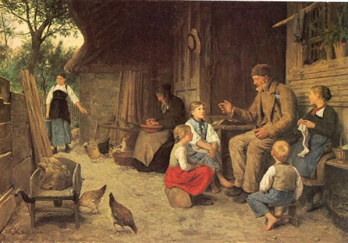 Albert Anker's Der Grossvater erzählt eine Geschichte, 1884 (The Grandfather tells a story). Image: Wikimedia Commons