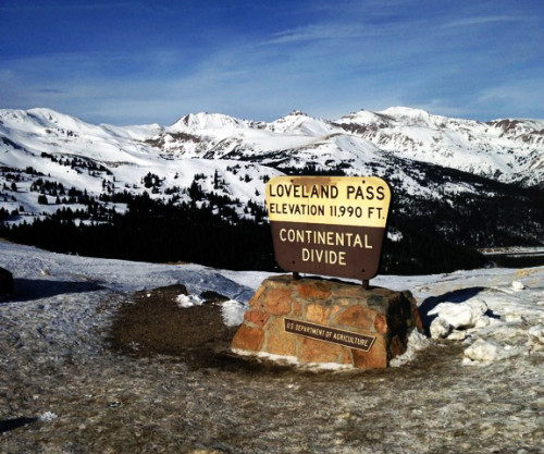 Loveland Pass—a high mountain pass at an elevation of 11,990 feet (3655 m) above sea level. Loveland is located on the Continental Divide in the Front Range of the Rocky Mountains. Photo: Brianne Walsh
