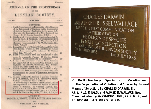 Charles Darwin and Alfred Russel Wallace simultaneously published their research in 1858.