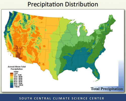 Map of precipitation gradient
