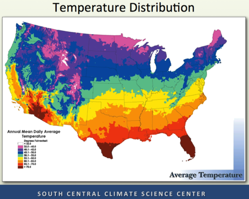 Map of temperature gradient