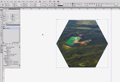 InDesign tutorial example of centered placed picture in custom shape" via Caroline Donovan (IAN)