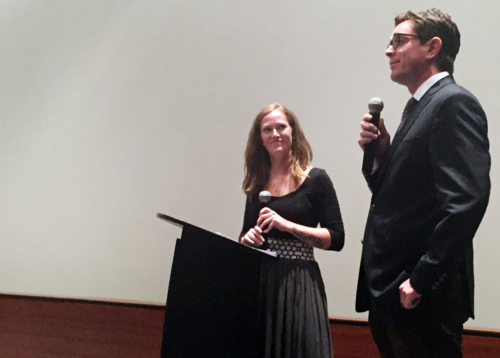 Simon Costanzo and Sarah Freemen speaking at the event.