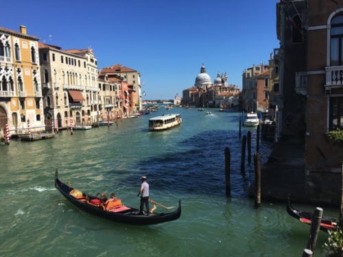 Looking over the Grand Canal from the Accademia Bridge. The Grand Canal is the main thoroughfare of Venice, linking many of the waterways throughout the city. Photo: Brianne Walsh.