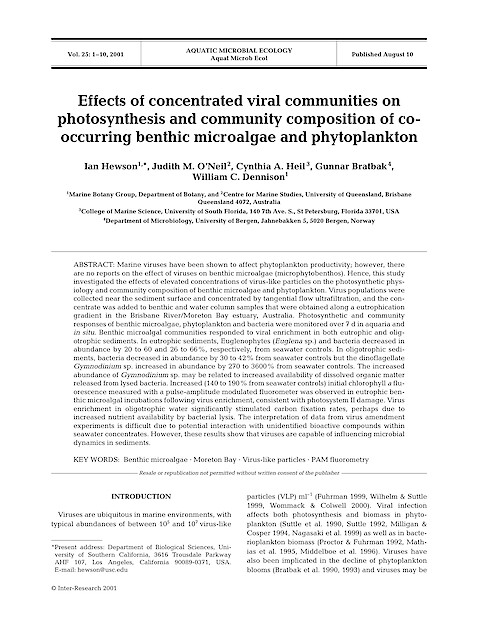 Effects of concentrated viral communities on photosynthesis and community composition of co-occurring benthic microalgae and phytoplankton (Page 1)