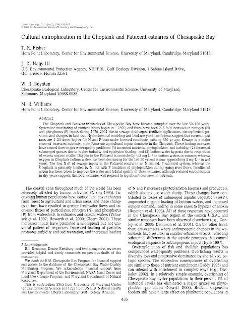 Cultural eutrophication in the Choptank and Patuxent estuaries of Chesapeake Bay (Page 1)
