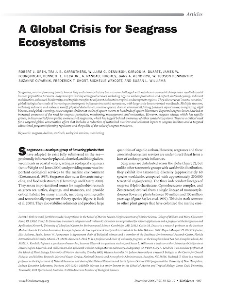 A Global Crisis for Seagrass Ecosystems (Page 1)