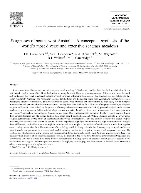 Seagrasses of south-west Australia: A conceptual synthesis of the world