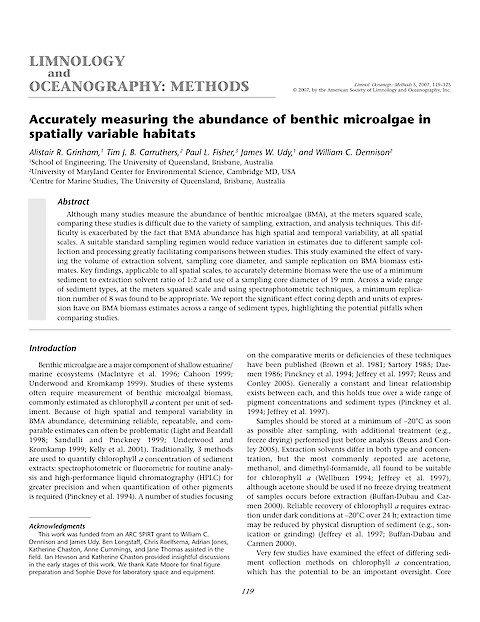 Accurately measuring the abundance of benthic microalgae in spatially variable habitats (Page 1)