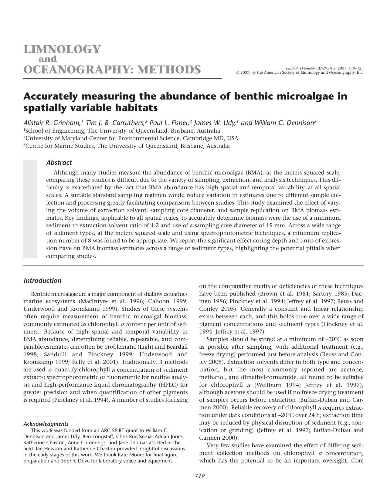 Accurately measuring the abundance of benthic microalgae in spatially ...