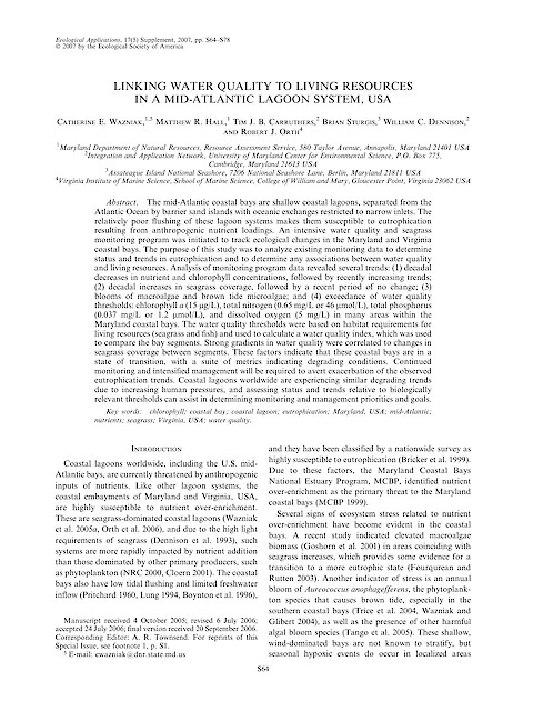 Linking water quality to living resources in a mid-Atlantic lagoon system, USA (Page 1)