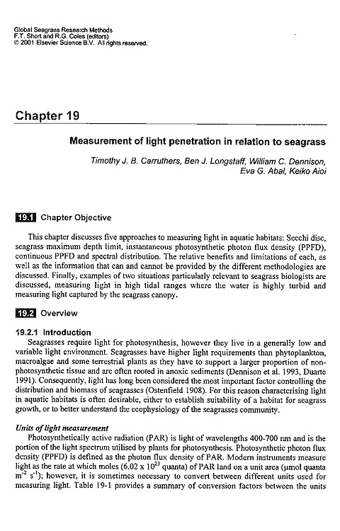 Measurement of light penetration in relation to seagrass (Page 1)