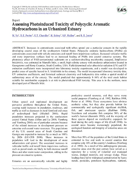 Assessing photoinduced toxicity of polycyclic aromatic hydrocarbons in an urbanized estuary (Page 1)
