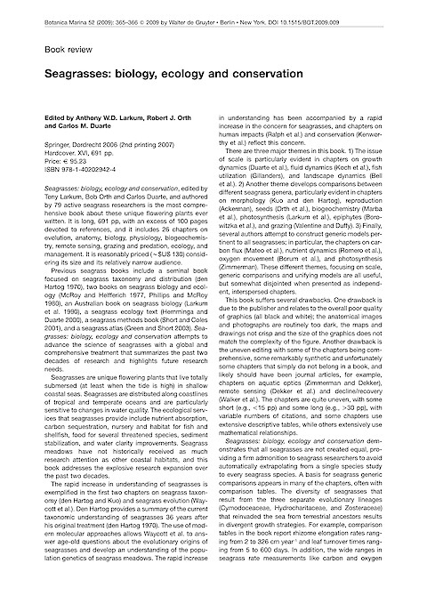 Seagrasses: biology, ecology and conservation (Page 1)