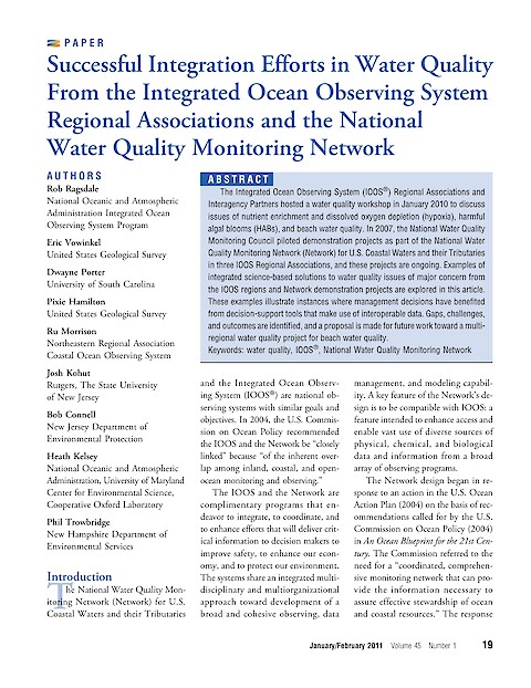 Successful Integration Efforts in Water Quality From the Integrated Ocean Observing System Regional Associations and the National Water Quality Monitoring Network (Page 1)
