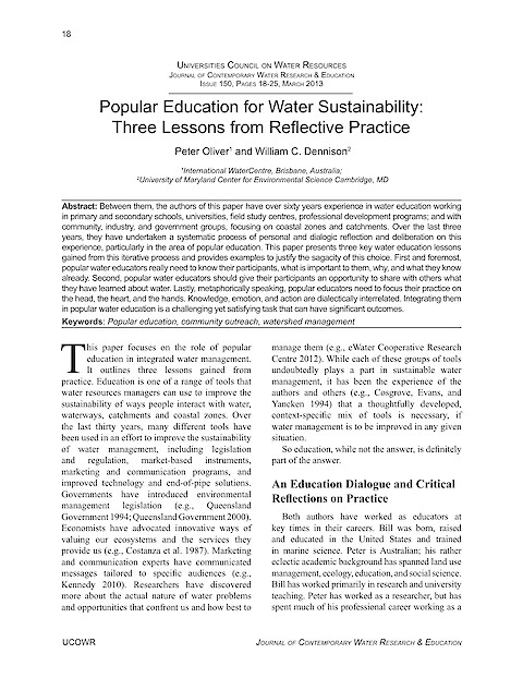 Popular Education for Water Sustainability: Three Lessons from Reflective Practice (Page 1)