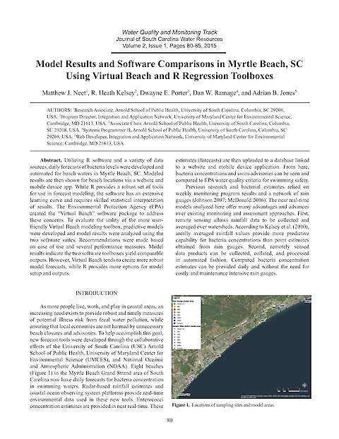 Model Results and Software Comparisons in Myrtle Beach, SC Using Virtual Beach and R Regression Toolboxes (Page 1)