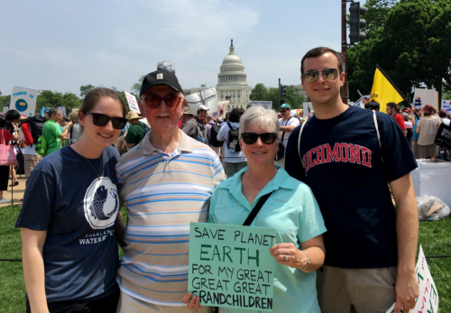 Emily, her grandpa, her mother, and her boyfriend at the People,  Climate March. Image credit: Emily Nastase