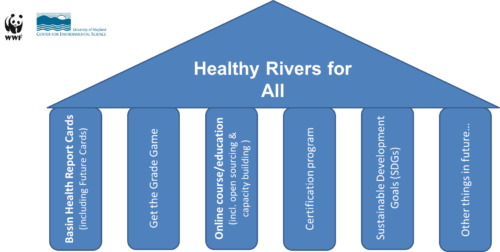 The Roof and Pillars concept for the Healthy Rivers for All partnership. Image credit: WWF and UMCES