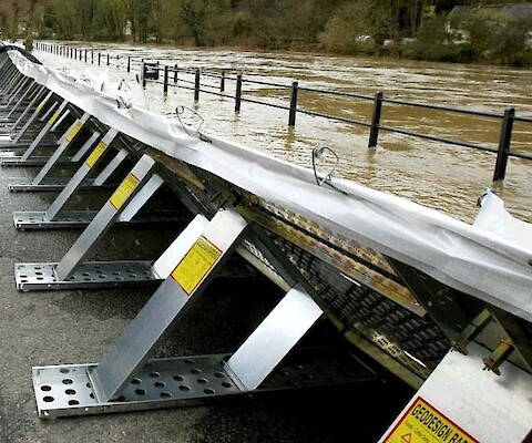 Emergency flood barriers at the Isle of Wight Centre for the Coastal Environment.