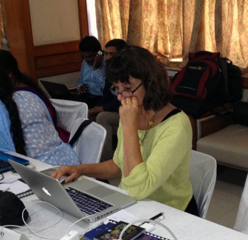 Jane at work in India. Photo credit Bill Dennison