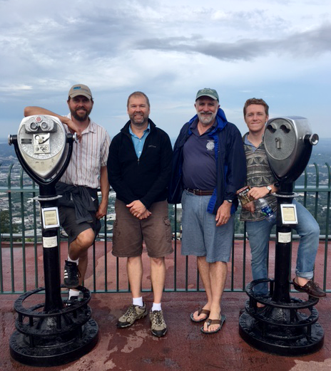 Andrew Elmore, Heath Kelsey, Bill Dennison and Dylan Taillie atop Lookout Mountain. Image credit Bill Dennison