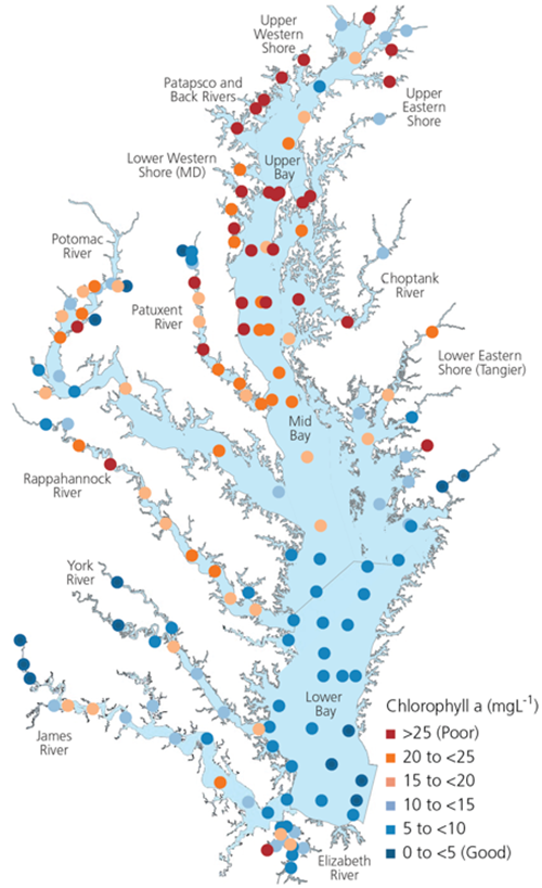 Chesapeake Bay monitoring site map. Image credit Integration and Application Network.