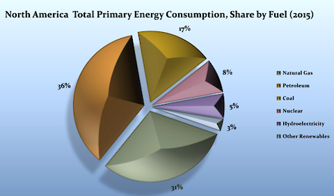 Visualization of North America's Total Primary Energy Consumption in 2015.Â¹