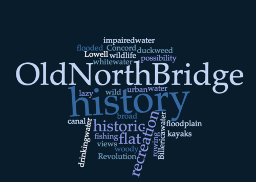 The word cloud developed during the workshop for the Concord River.