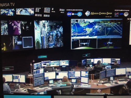 Mission Control in Russia. Image credit: NASA TV