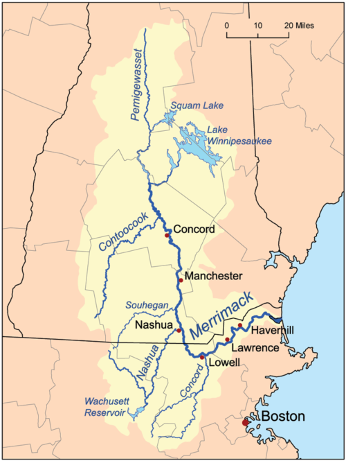 Map of the Marrimack River watershed. Merrimackrivermap, created by Karl Musser. Licensed under CC BY-SA 2.5