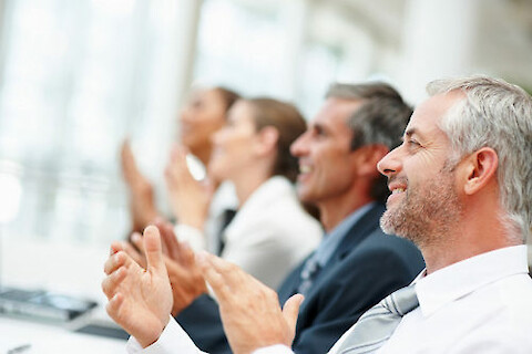 The crowds reaction, whether it be crickets or an applause can help determine the effectiveness of your presentatio.Â âGroup of happy business people clapping their handsâ by tec_estronberg from Flickr is licensed underÂ CC BY 2.0