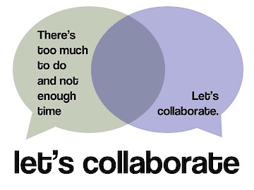 A graphic showing two text bubbles agreeing to collaborate.