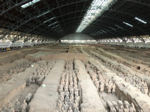The Terracotta Army discovered outside of Xi’an accidentally by a farmer in 1974 after being buried for over 2000 years. Each statue is unique and believed to represent the actual individuals in the army of Qin Shi Huang, the first emperor of China. Its purpose was to protect the emperor in his afterlife. Image credit Simon Costanzo