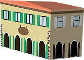 An illustration of a Spanish-style building.
