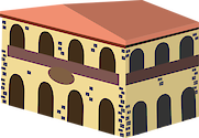 An illustration of a Spanish-style building.