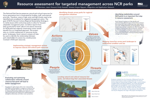 Resource assessment for targeted management across NCR parks poster presented by IAN staff during the Spotlight workshop.