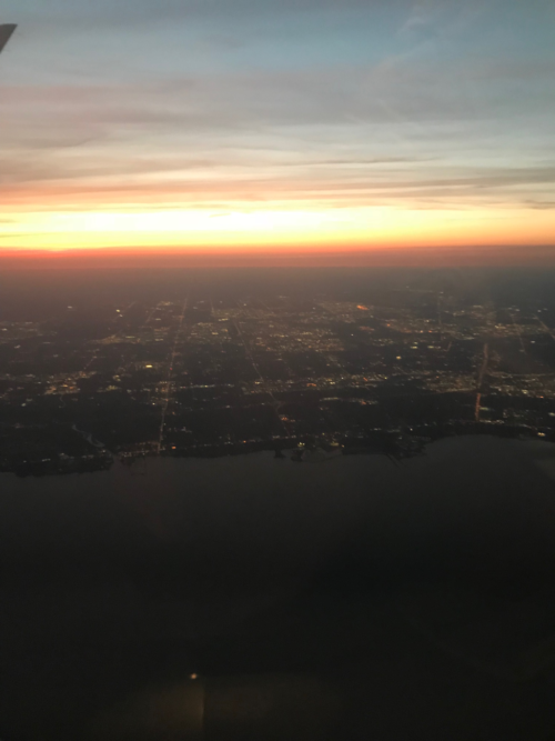 Figure 5. Sunset shot of Lake Ontario on the flight back to Maryland.