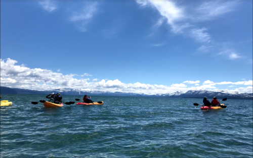 Kayaking on Lake Tahoe. Image credit Emily Nastase.