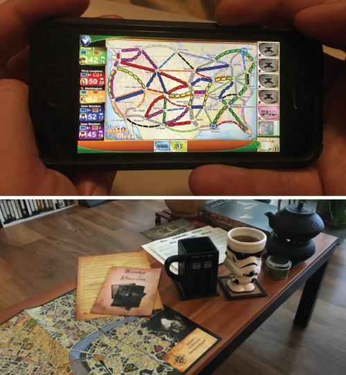 Ticket to Ride app (top) and Sherlock Holmes Consulting Detective (bottom).